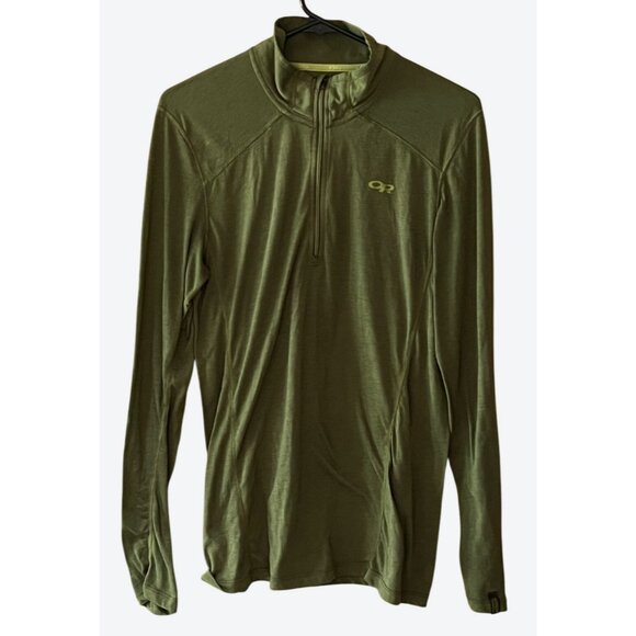 Outdoor Research Women's Medium Long Sleeve 1/4 Zip Baselayer Top Green - Picture 1 of 8
